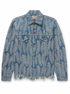 KAPITAL - Magpie Distressed Denim-Jacquard Jacket - Blue