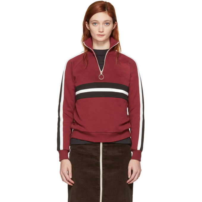 Photo: Harmony Burgundy Striped Sidonie Zip Sweater