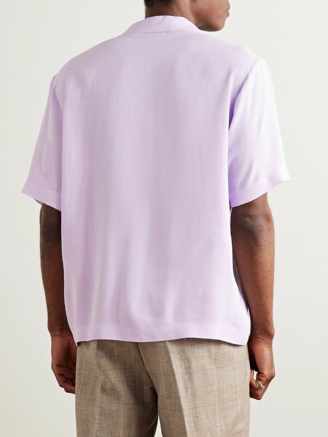 Séfr - Noam Convertible-Collar Voile Shirt - Purple