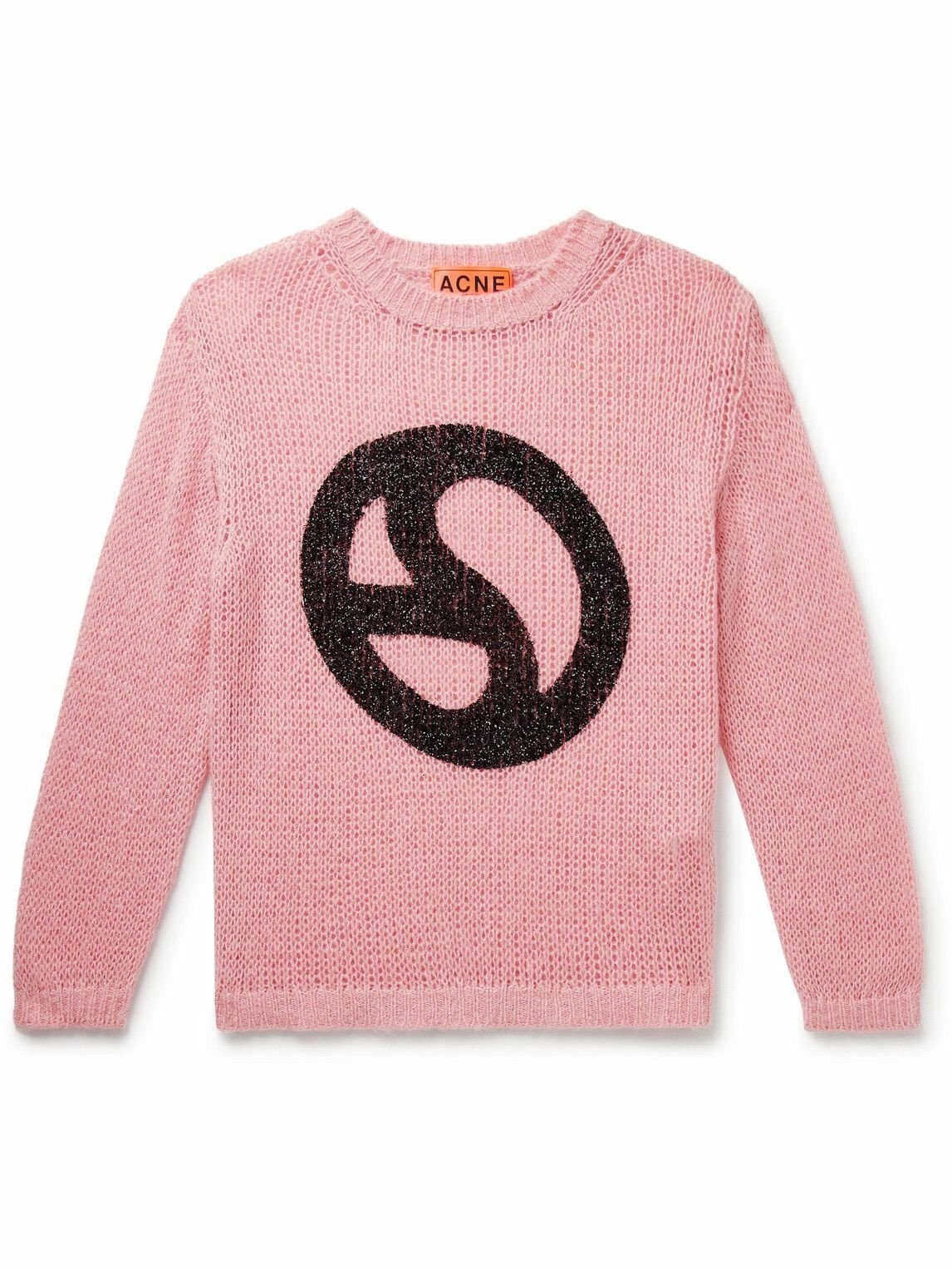Photo: Acne Studios - Kitaly Glittered Logo-Print Knitted Sweater - Pink