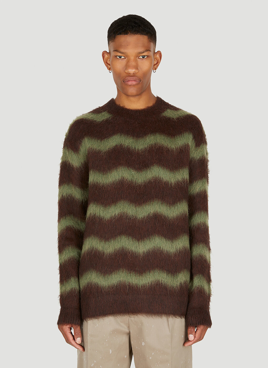 Striped Fuzzy Sweater in Brown Acne Studios