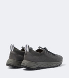 Fedeli Knitted suede-trimmed sneakers