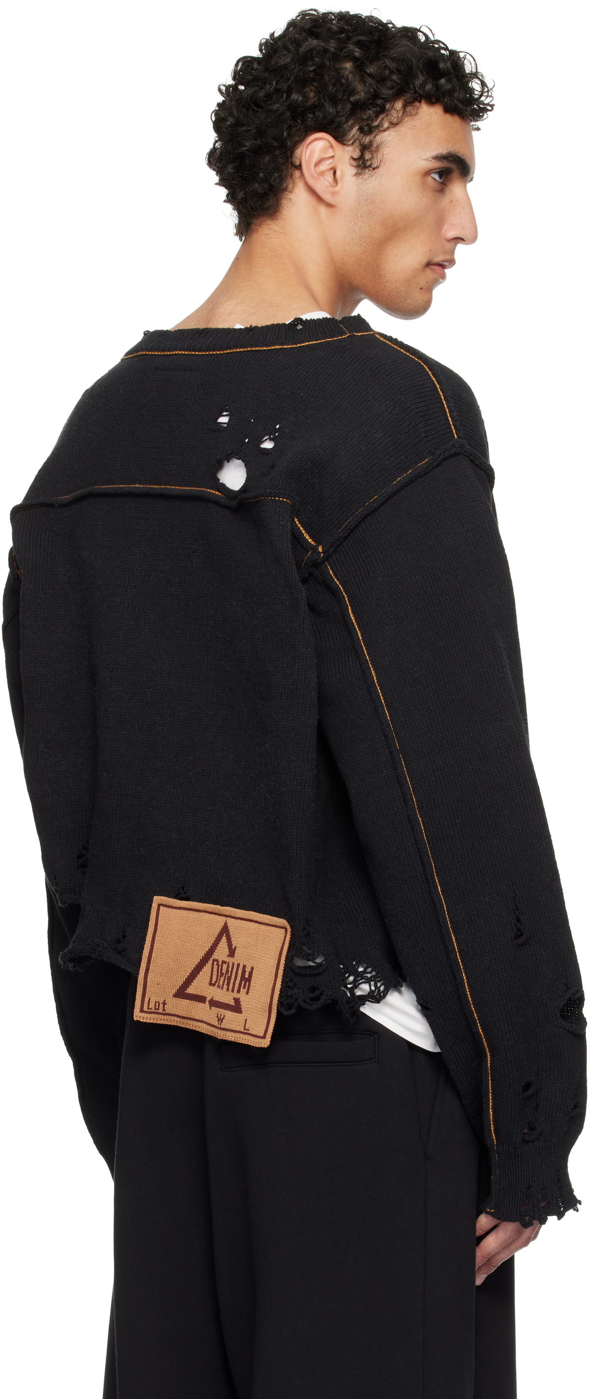 doublet Black Recycle Denim Yarn Cardigan Doublet