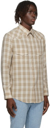 Ernest W. Baker Beige Check Western Shirt