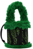 SHUTING QIU Green & Black Jacquard Patchwork Bucket Bag