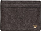 TOM FORD Brown Small Grain Leather Card Holder