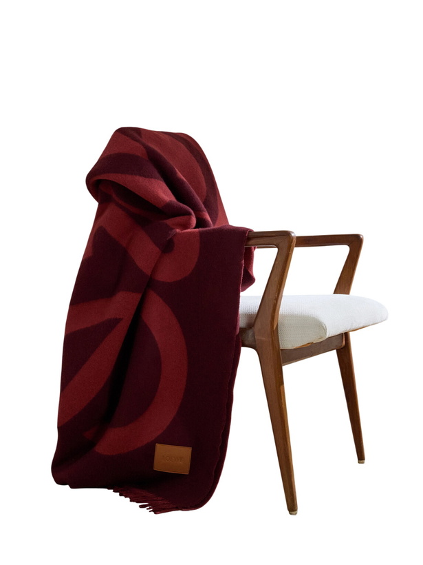 Photo: LOEWE - Anagram Leather-Appliquéd Fringed Logo-Jacquard Wool and Cashmere-Blend Blanket