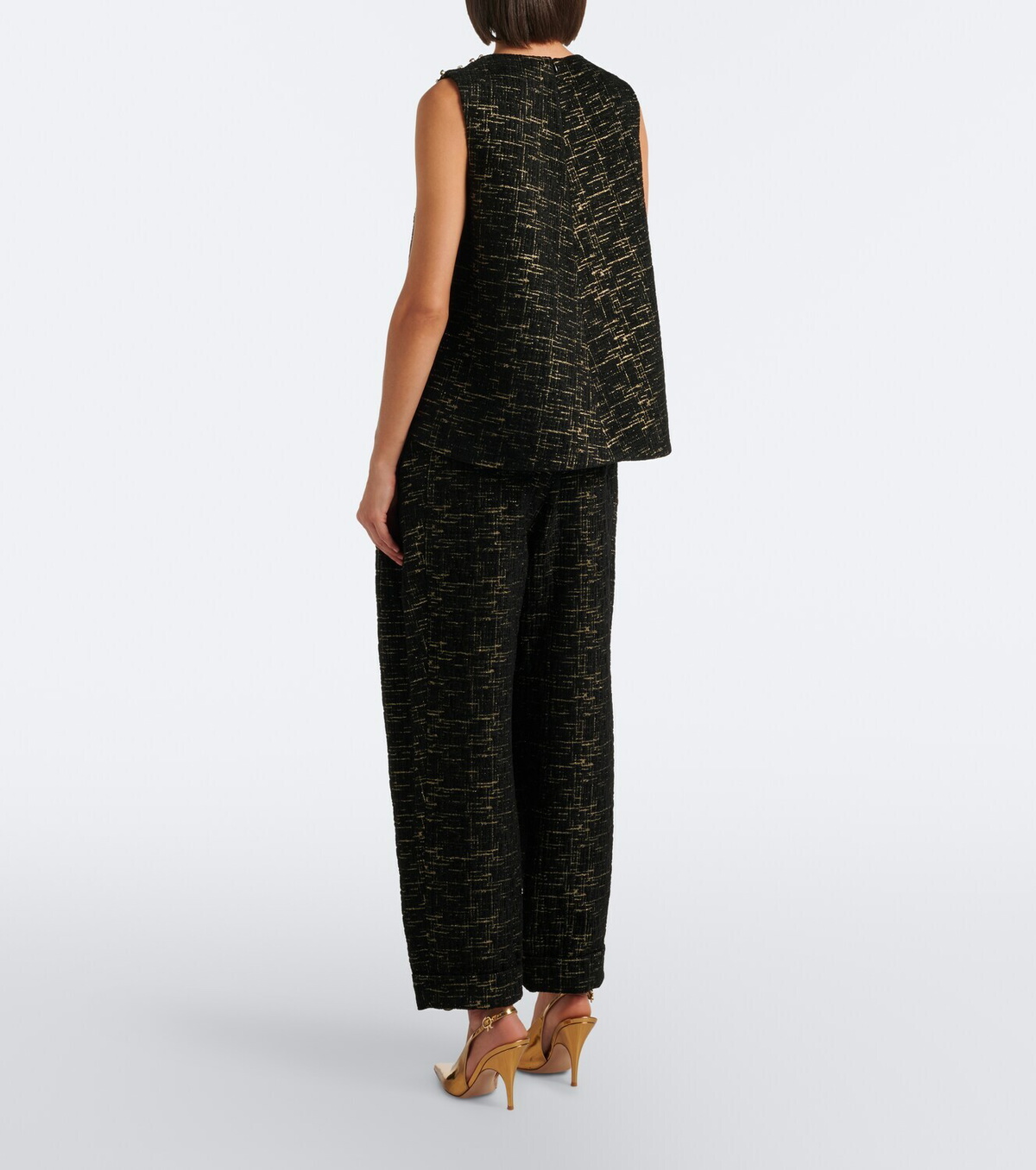 La DoubleJ Pleated bouclé Lurex® barrel-leg pants