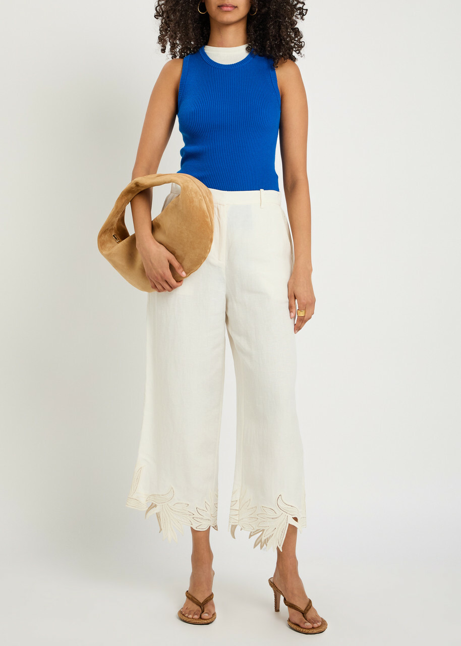 Simkhai Kallin Cropped Linen-blend Trousers White