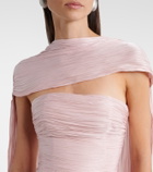 Marmar Halim Pleated taffeta bustier gown and scarf set