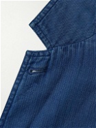 Aspesi - Samuraki Unstructured Convertible-Collar Herringbone Cotton Blazer - Blue