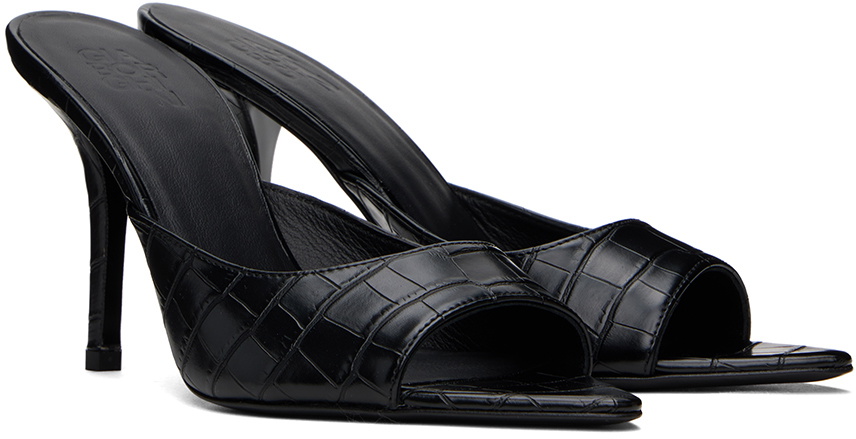 GIABORGHINI Black Perni 04 Croc Heeled Sandals