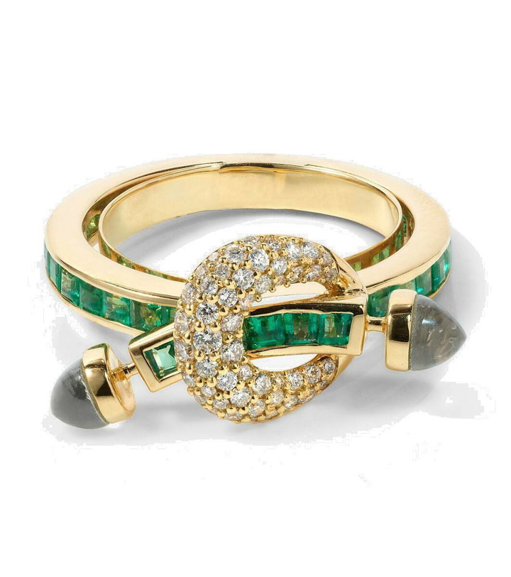 Photo: Ananya Chakra 18kt gold ring with emeralds and diamonds