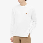 Maison Kitsuné Men's Long Sleeve Fox Head Patch T-Shirt in White