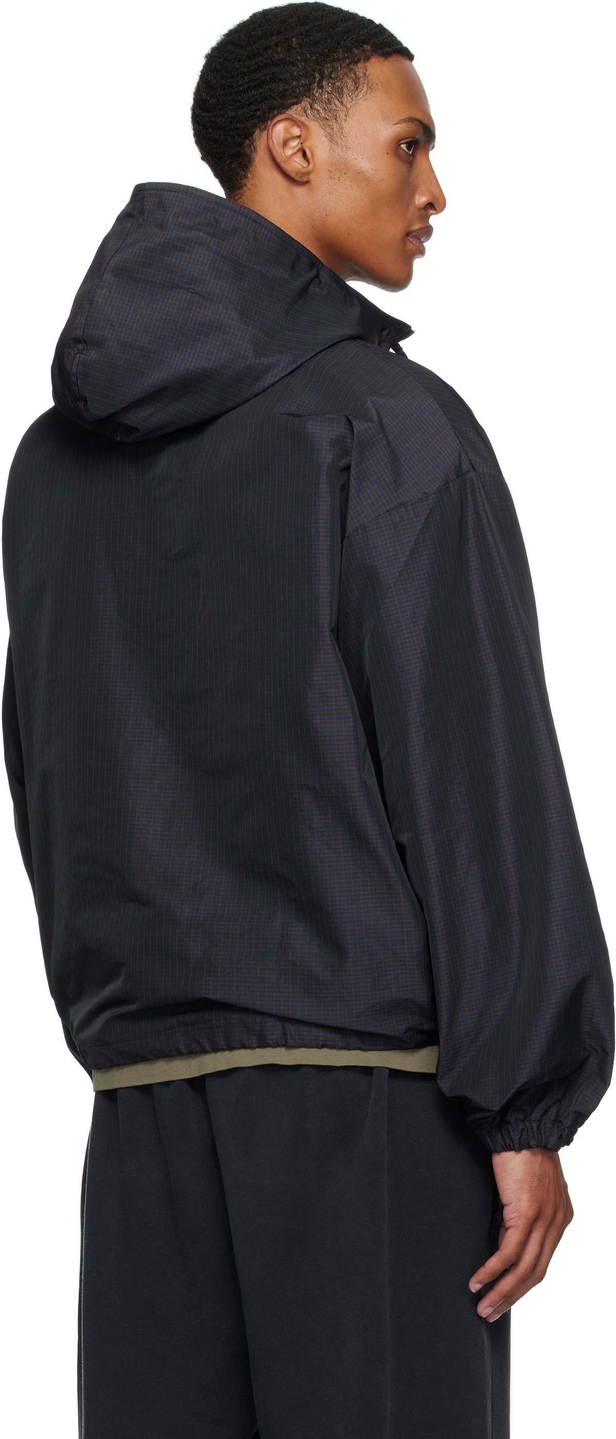 Umbro Brown & Navy Check Mask Anorak Umbro