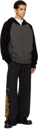 We11done Black & Gray Raglan Knit Zip-Up Hoodie