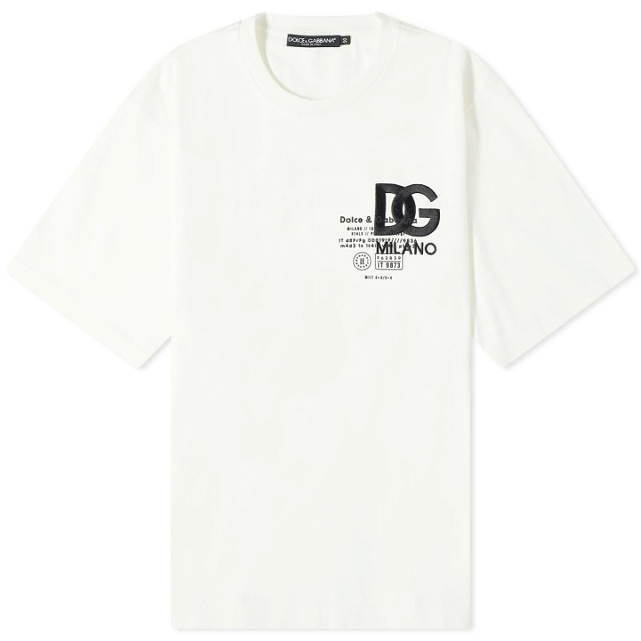Photo: Dolce & Gabbana Men's Catwalk Embroided Logo T-Shirt in White