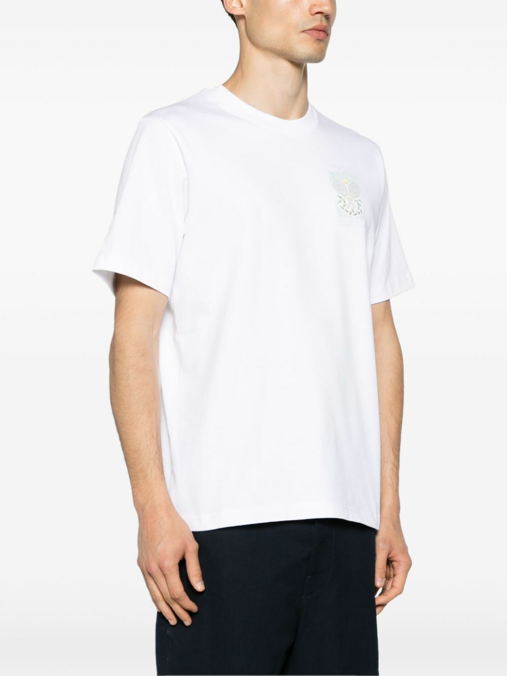 Casablanca White Logo Print Organic Cotton T-Shirt