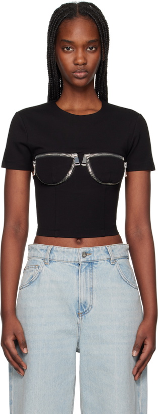 Photo: AREA Black Zipper Bustier Cup T-Shirt