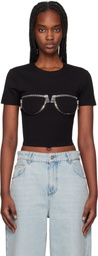 AREA Black Zipper Bustier Cup T-Shirt