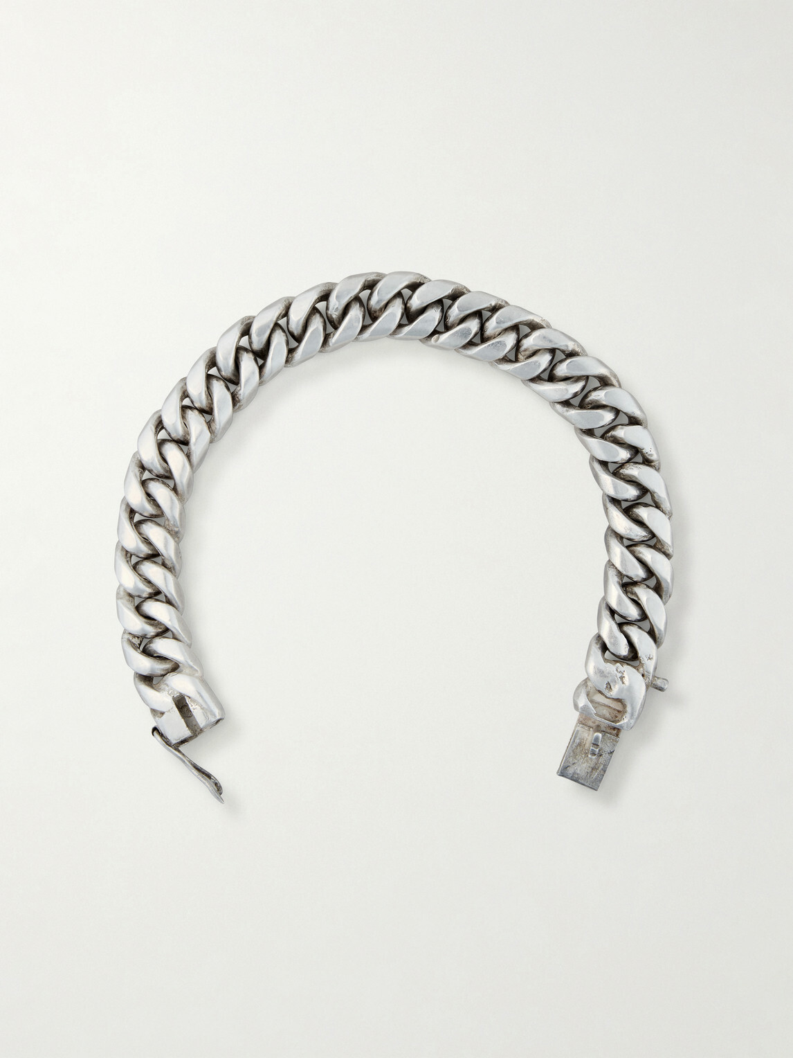 FOUNDWELL - Vintage Heavy Curb 1990s Sterling Silver Bracelet - Silver