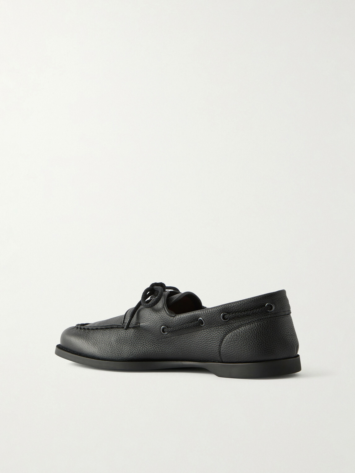 John Lobb - Foil Full-Grain Leather Boat Shoes - Black