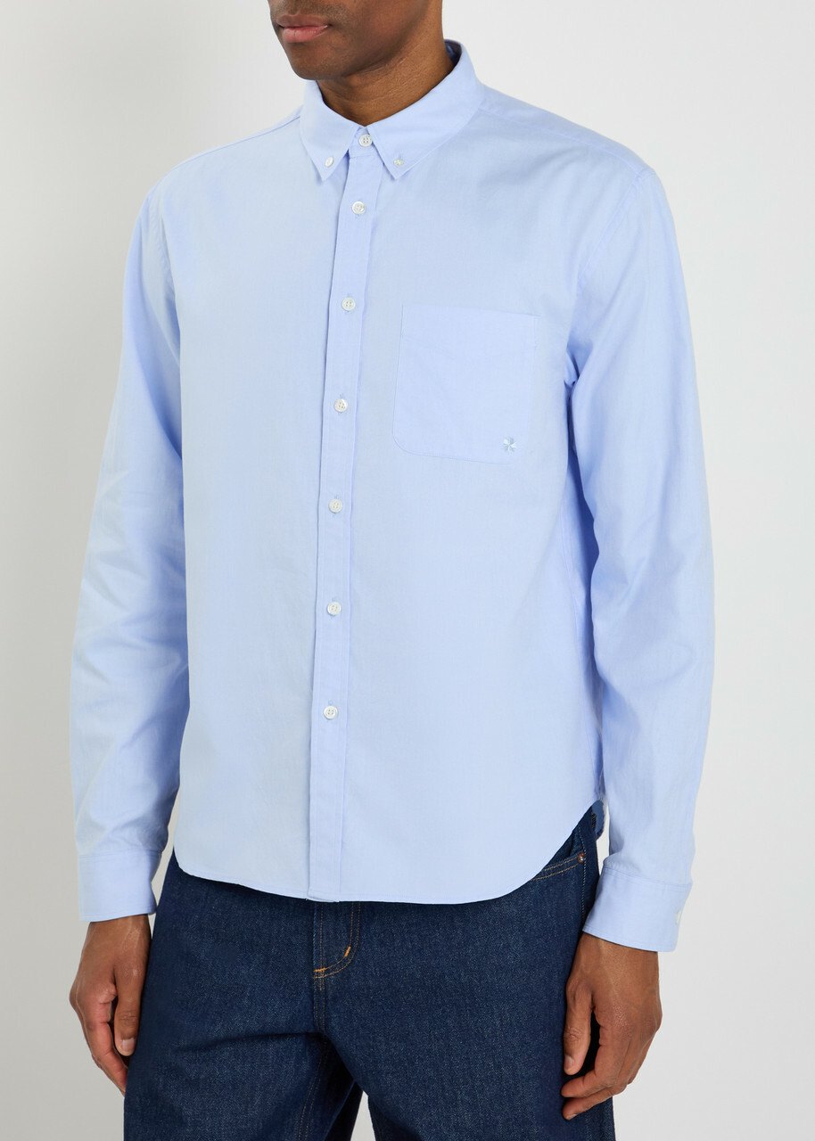 Vowels Logo-embroidery Cotton Shirt Blue