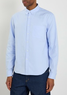 Vowels Logo-embroidery Cotton Shirt Blue