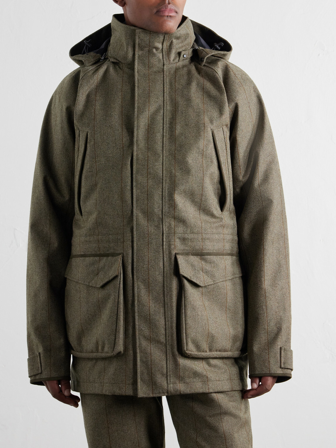 Purdey - Hooded Shell-Tweed Field Jacket - Green