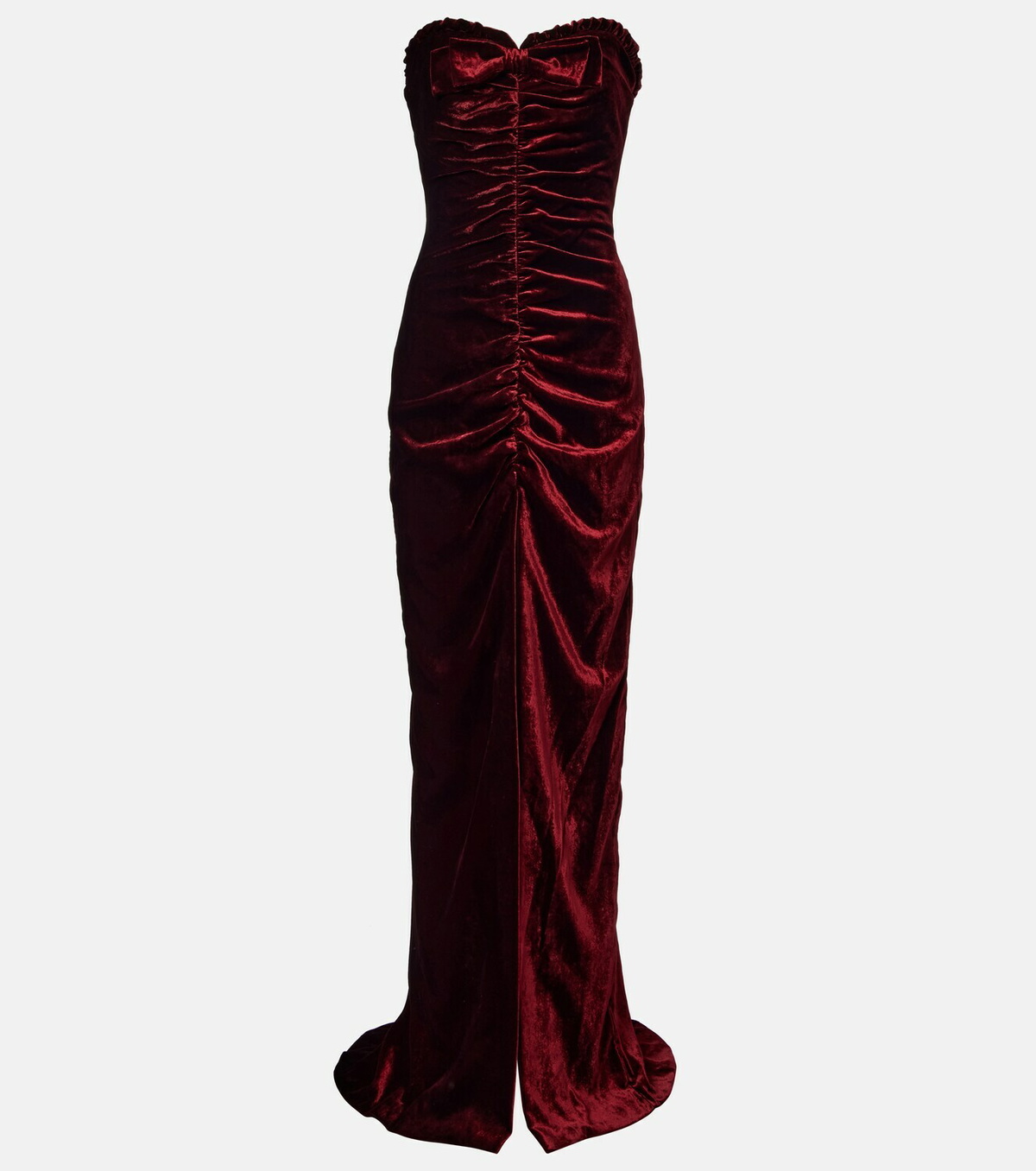 Alessandra Rich Bow-detail ruched velvet gown