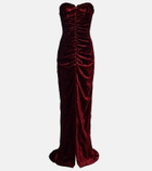 Alessandra Rich Bow-detail ruched velvet gown