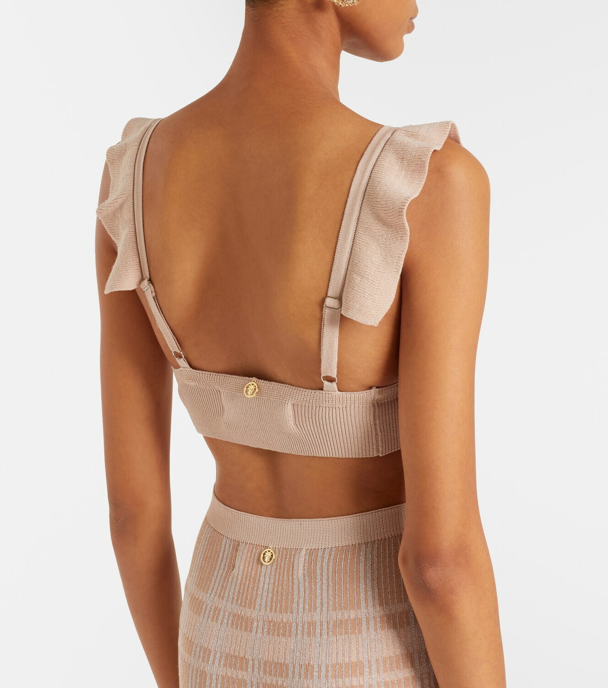 Bananhot Petra checked ribbed-knit bra top