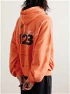 RRR123 - Gospel Logo-Print Sparkle-Embellished Cotton-Jersey Hoodie - Orange