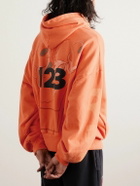 RRR123 - Gospel Logo-Print Sparkle-Embellished Cotton-Jersey Hoodie - Orange