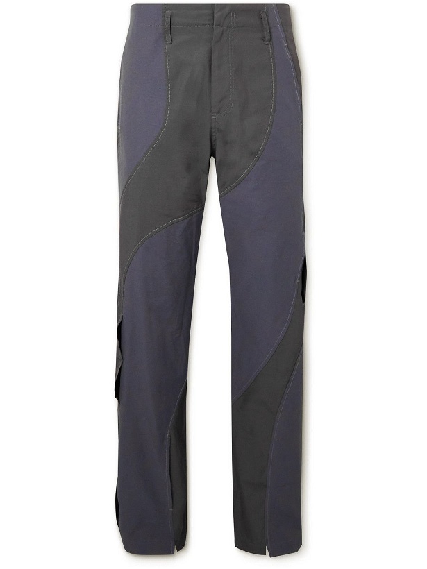 Photo: POST ARCHIVE FACTION - 4.0 Center Straight-Leg Two-Tone Panelled Shell Trousers - Gray