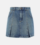 Balmain Pleated denim mini skirt