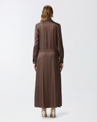 Pinko Long Satin Shirt Dress Brown Africa Earth