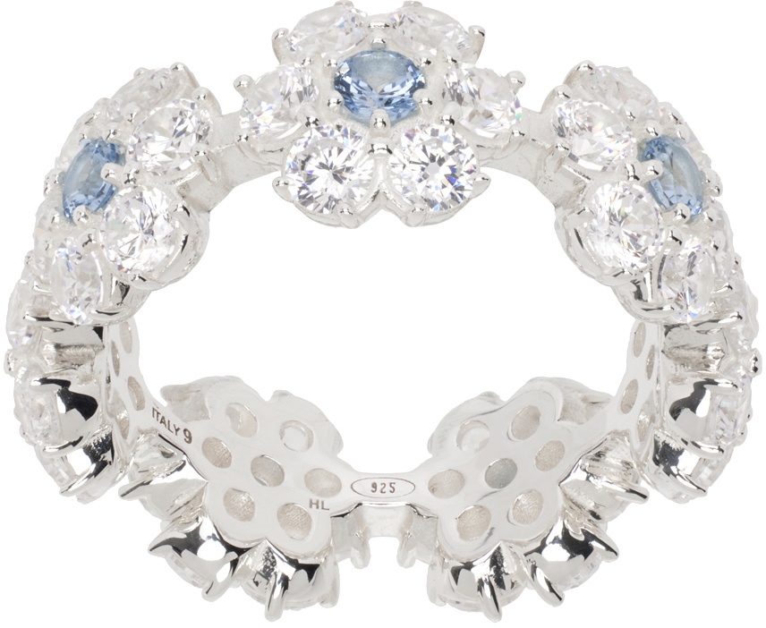 Hatton Labs Silver & Blue Daisy Eternity Ring