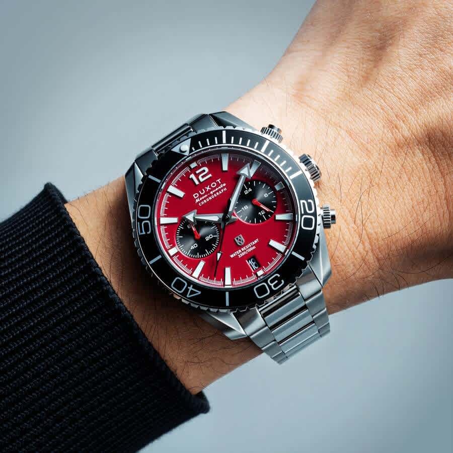 Duxot Tiburon Chronograph Quartz Red Dial Mens Watch DX-2062-22