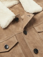 Mr P. - Shearling-Trimmed Suede Trucker Jacket - White