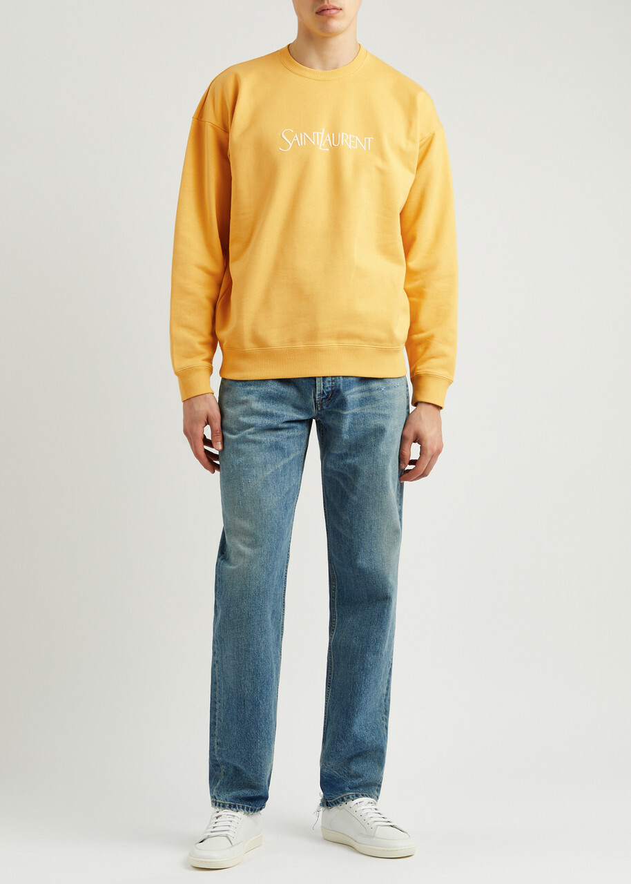 Saint Laurent Logo-embroidered Cotton Sweatshirt Yellow