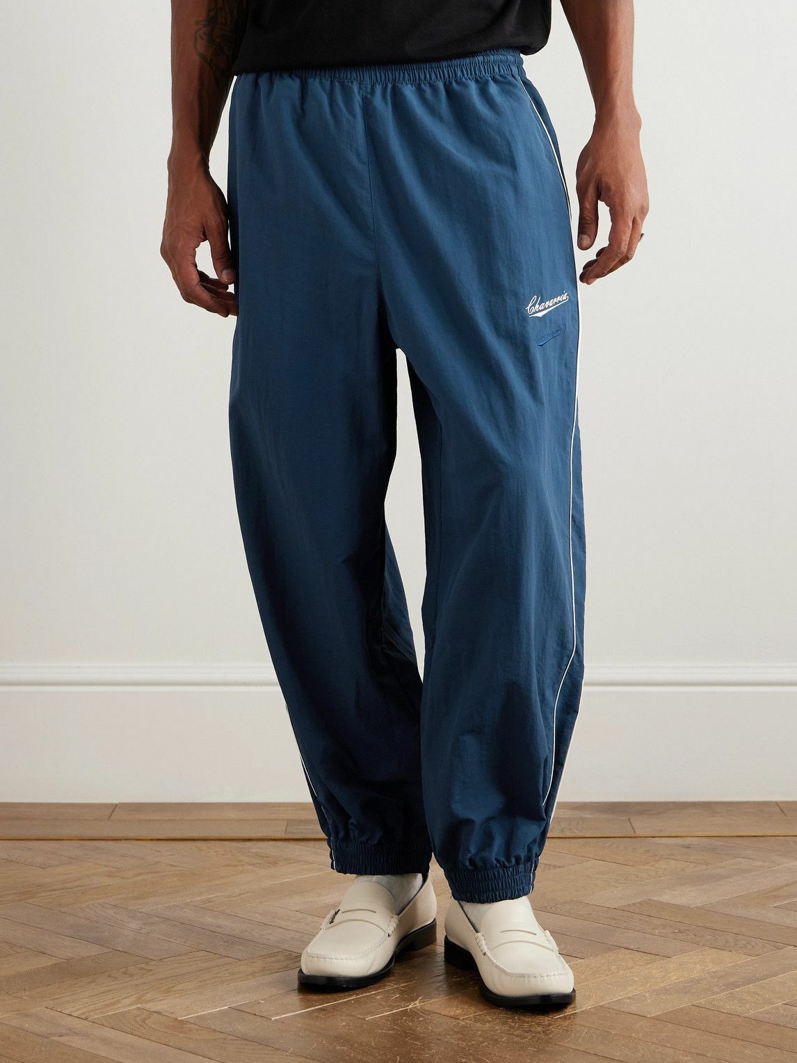 Willy Chavarria - Bad Boy Tapered Logo-Embroidered Piped Shell Trackpants - Blue