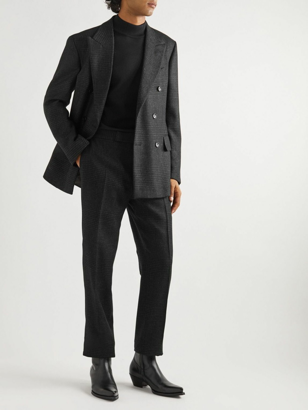 Photo: TOM FORD - Cooper Straight-Leg Checked Wool, Mohair and Cashmere-Blend Suit Trousers - Gray