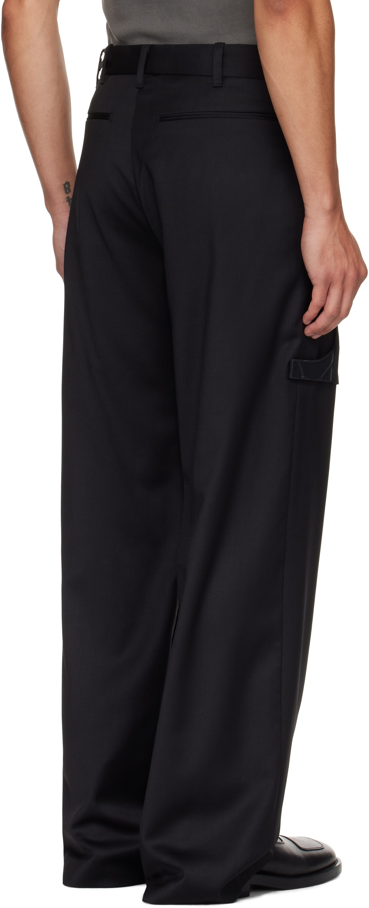 HELIOT EMIL Black Glassine Tailored Trousers