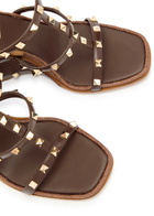 Valentino Rockstud 100 Leather Wedge Espadrilles Brown
