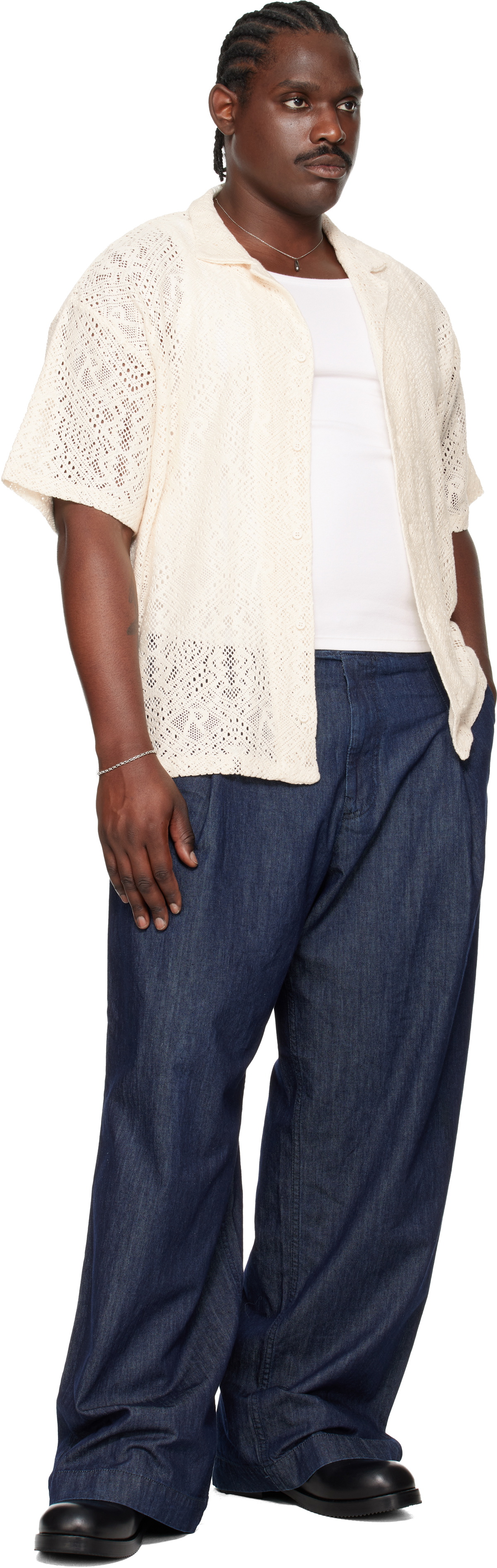 Represent Off-White All Over Crochet Shirt
