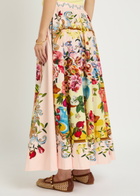 Farm Rio Garden Terrace Cotton-poplin Maxi Skirt Pink
