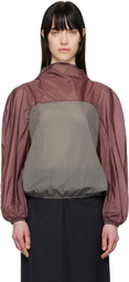 AMOMENTO Gray & Purple Sheer Nylon Two-Way Jacket