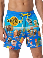 MC2 Saint Barth Man Mid-length Gustavia Swim-shorts With Ice Creams Placed Print