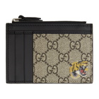 Gucci Black and Beige GG Tiger Card Holder